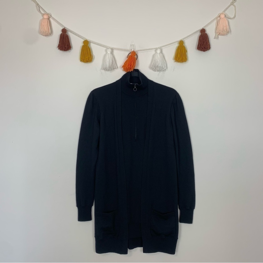 Akris Punto Wool Mock Neck Black Tunic Sweater Size 6